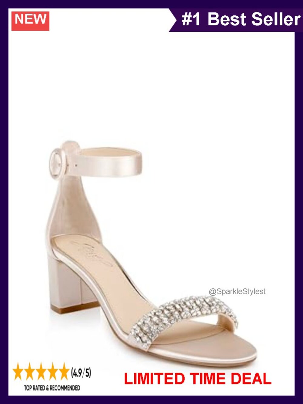 Satin Ankle Strap Block Heel Open Toe Formal Wedding Sandal